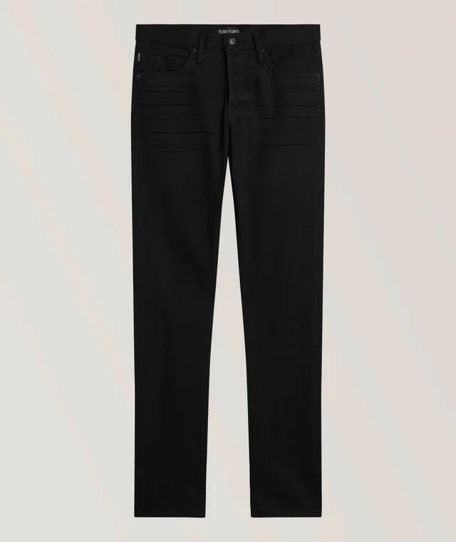 Selvedge Slim-Fit Jeans in Black, image 1 of 1 from Harry Rosen