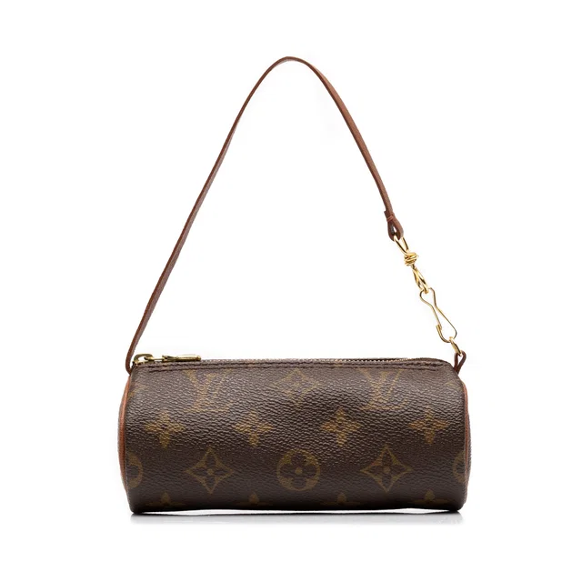 Brown Louis Vuitton Monogram Papillon Pochette Handbag in Brown Coated canvas from Designer Revival