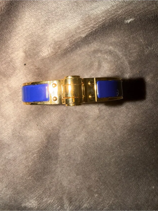 Hermès Gold-Tone Bracelet With Cobalt Blue Enamel in blue|gold from Poshmark