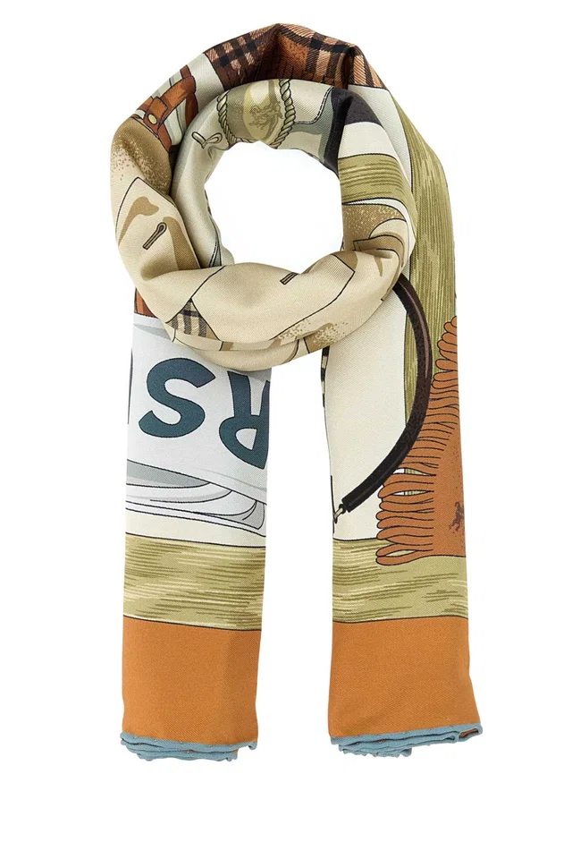 Burberry Wardrobe Silk Scarf — Orange Exterior: Scarfs in Orange Silk from HEWI