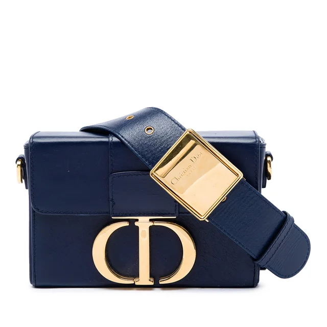 Blue Dior Leather 30 Montaigne Box Bag in Blue Leather from Designer Revival