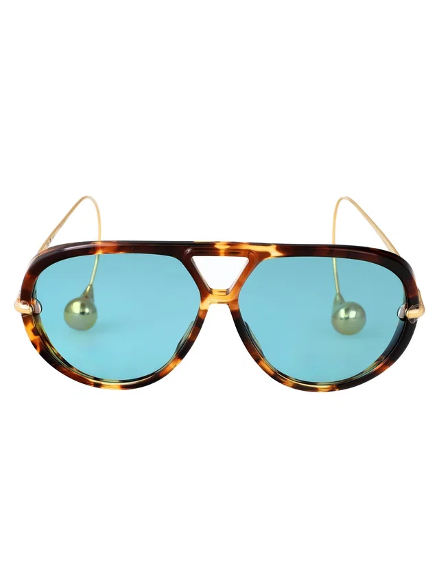 Bottega Veneta Bv1273s Sunglasses — Havana Metal in Leather from HEWI