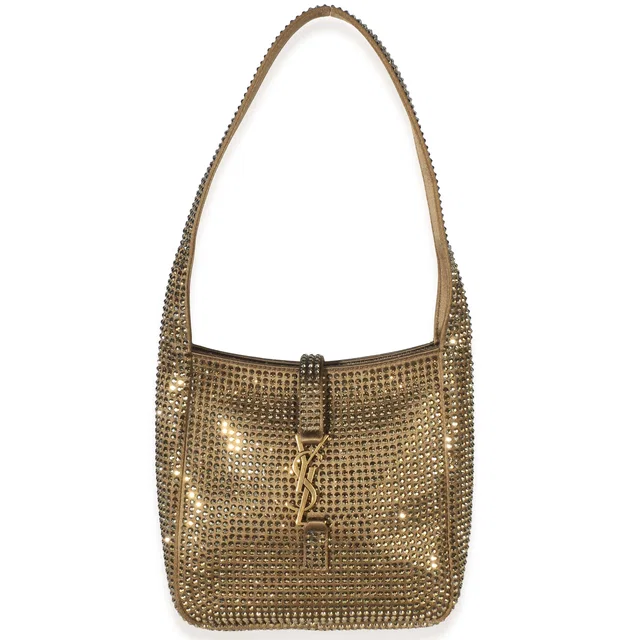 Saint Laurent Astres Satin Crystal Baby Le 5 A 7 Supple Hobo in Satin from myGemma