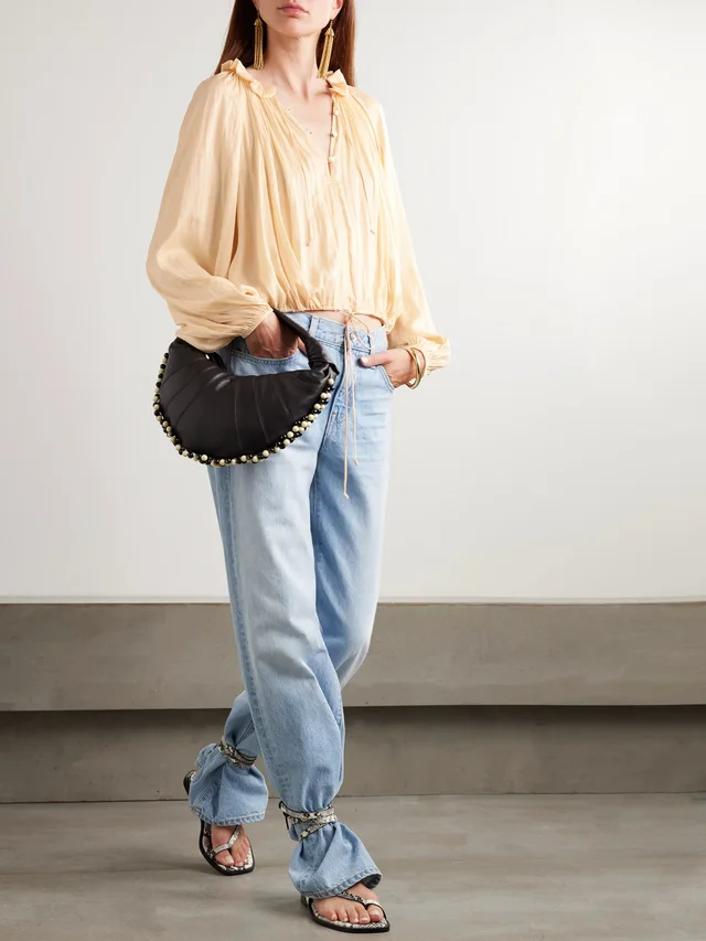 ULLA JOHNSON Laurette gathered washed-satin blouse in Beige, photo 2 of 2 from NET-A-PORTER (Canada)