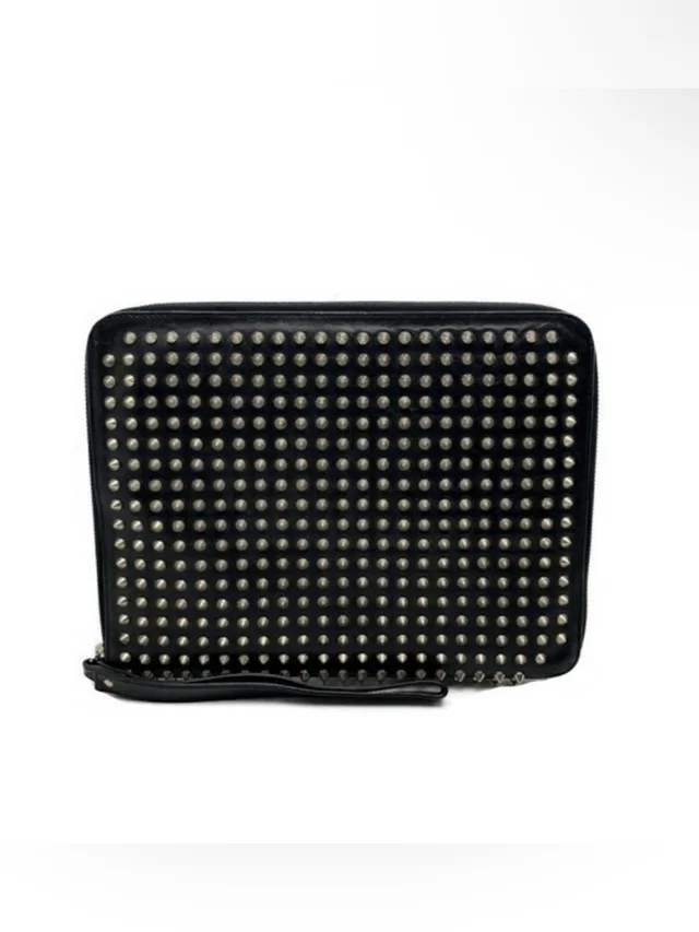 Christian Louboutin Calfskin Spike Ipad Case Pre-Loved Black in silver|black|gray Calfskin from Poshmark