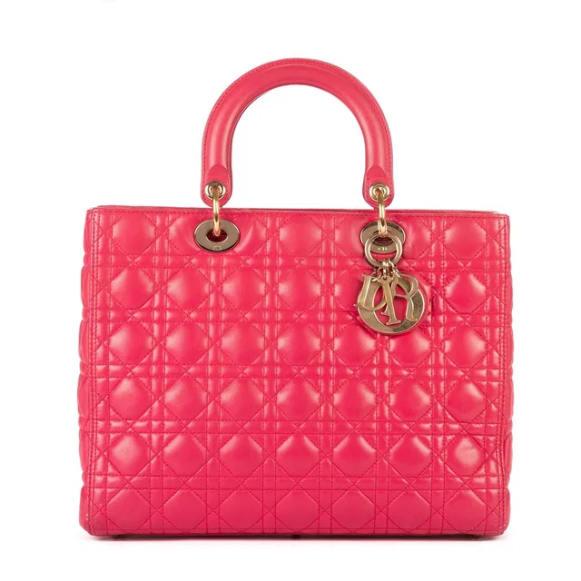 Lady Dior Pink Cannage Leather Handbag in Pink Leather from The Reluxe