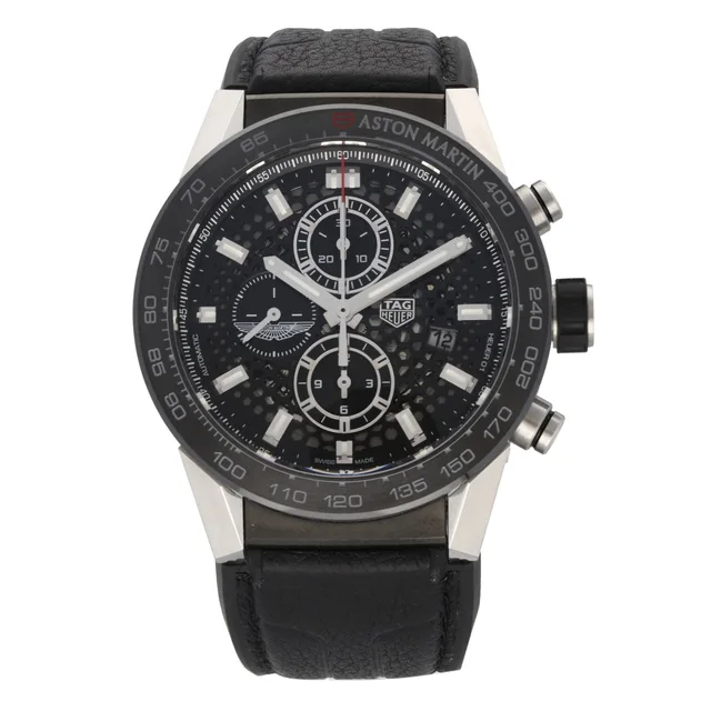 TAG Heuer Carrera CAR2A1AB 45mm Stainless Steel Watch in Leather from H&T