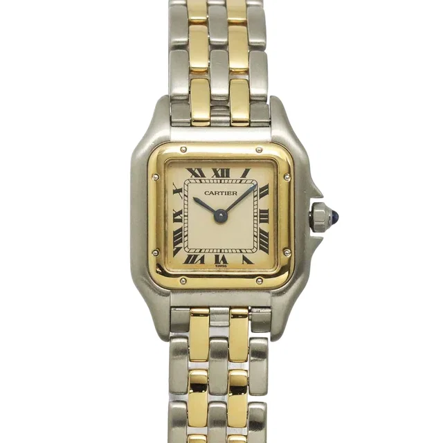Cartier Panthere SM 2 Row Combination Watch Ivory Yellow Gold Quartz in White from The Reluxe