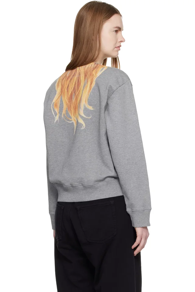 MM6 Maison Margiela Gray Unbrushed Cotton Sweatshirt, photo 3 of 4 from SSENSE