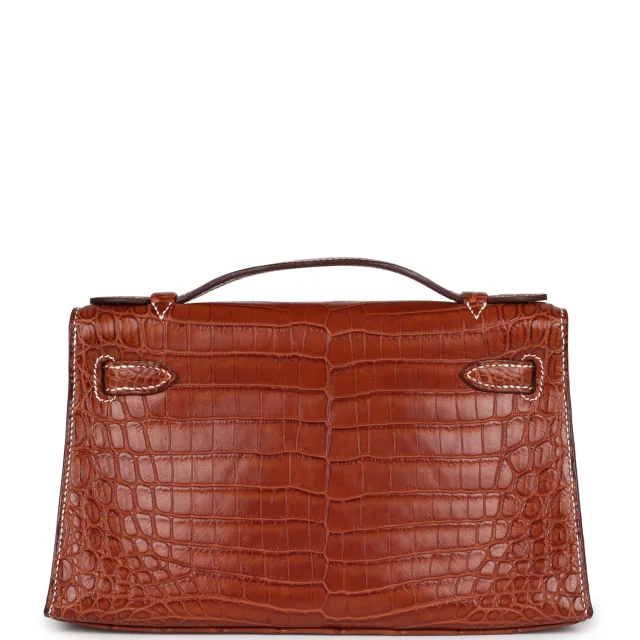 Hermès Vintage Kelly Pochette Fauve Matte Niloticus Crocodile Ruthenium Hardware in Crocodile from Madison Avenue Couture, photo 4 of 8