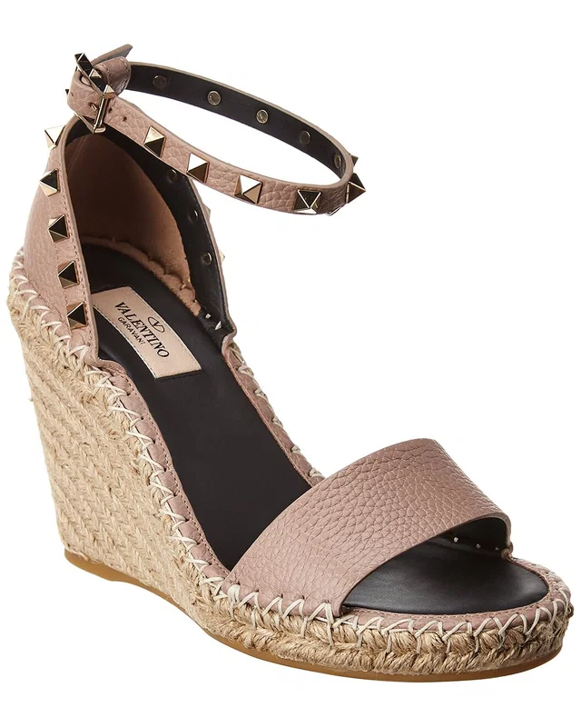 Valentino Rockstud 100 Leather Wedge Sandal, image 1 of 1 from Gilt