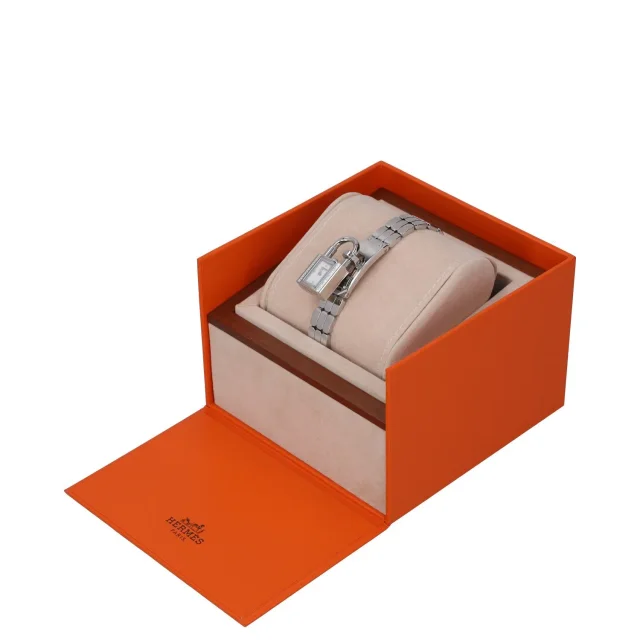 Hermès Kelly Watch, Mini model, 16 mm & Kelly Watch Clochette Lanyard Necklace in Box leather from HEWI, photo 23 of 29