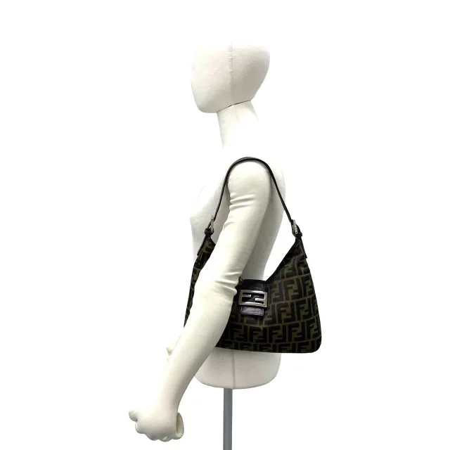 Fendi Zucca Canvas Leather Shoulder Bag in Brown Canvas from LuxUness, photo 5 of 13