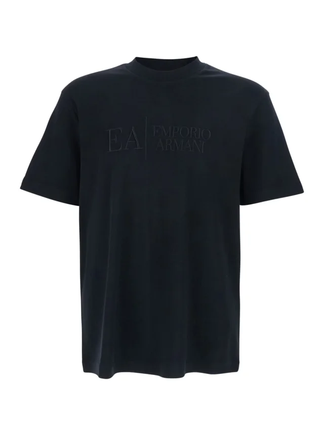 Black T-Shirt with Embroidered Lettering Logo on the Front for Men in Black, image 1 of 1 from Gaudenzi Boutique
