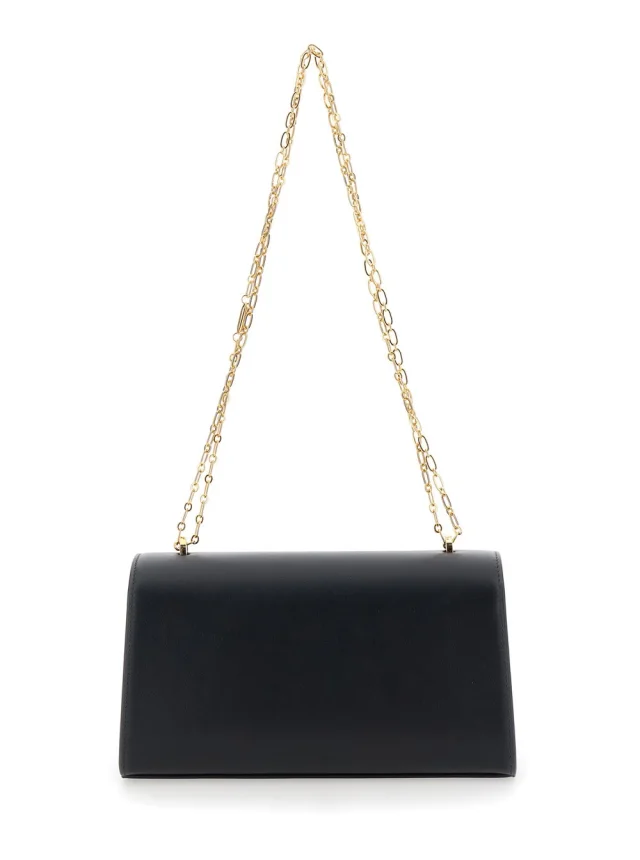 SAVETTE Shoulder Bag 'CHAIN SYMMETRY' with Smooth Black Leather Chain Detail for Women in Black, photo 7 of 10 from Gaudenzi Boutique