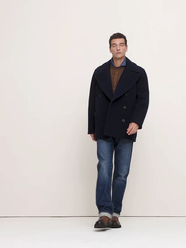 Banana Republic Italian Melton Peacoat in Dark Navy Blue, photo 8 of 8 from Banana Republic (Canada)