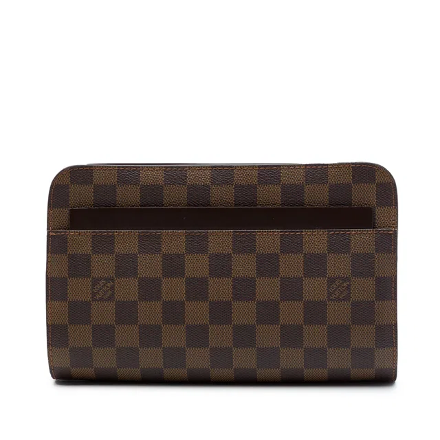 Brown Louis Vuitton Damier Ebene Saint Louis Pochette Clutch Bag in Brown Canvas from Designer Revival