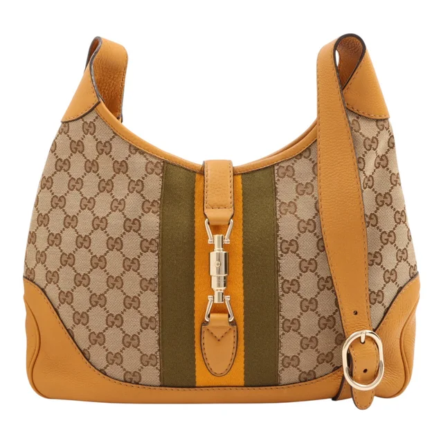 Gucci New Jackie GG Canvas Shoulder Bag Beige / Mustard from VINTAGE QOO TOKYO