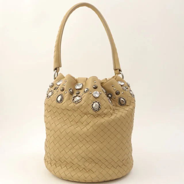 Bottega Veneta Bijoux Interlocking Handbag Beige in Beige Leather from VINTAGE QOO TOKYO, photo 3 of 11