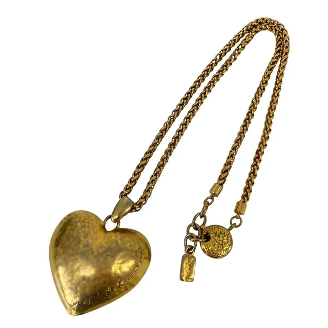 Saint Laurent Vintage Large Heart Necklace Gold Plated in Gold from The Reluxe