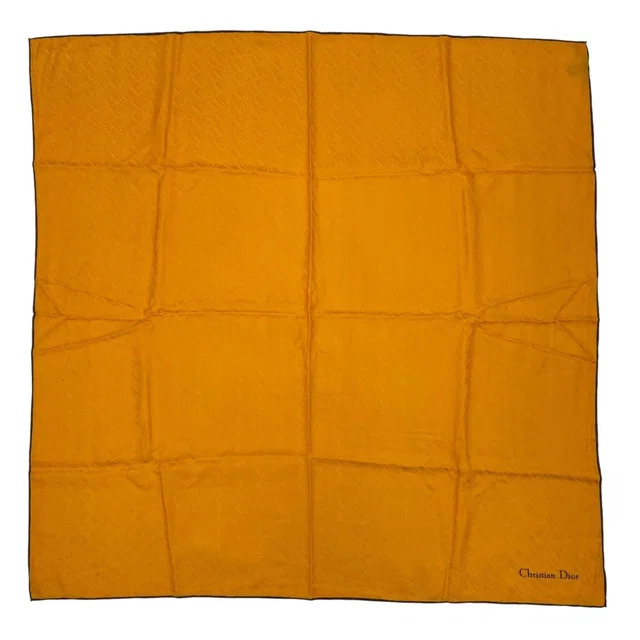 Dior Christian Scarf Silk Logo Trotter Pattern All Over Yellow in Yellow Silk from The Reluxe
