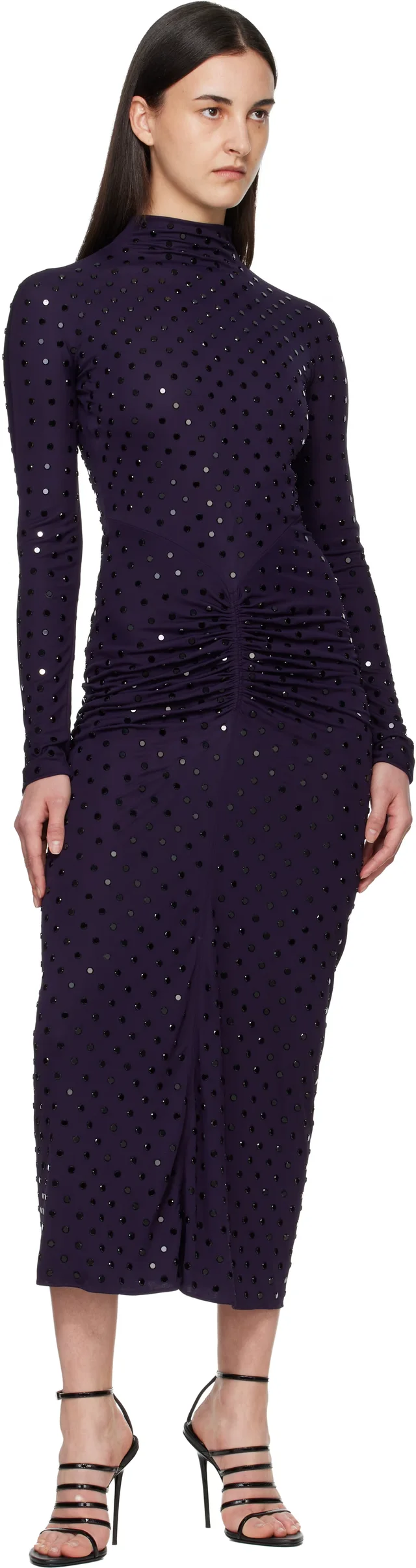 ALAÏA Purple Draped Fluid Strass Jersey Maxi Dress, photo 3 of 3 from SSENSE