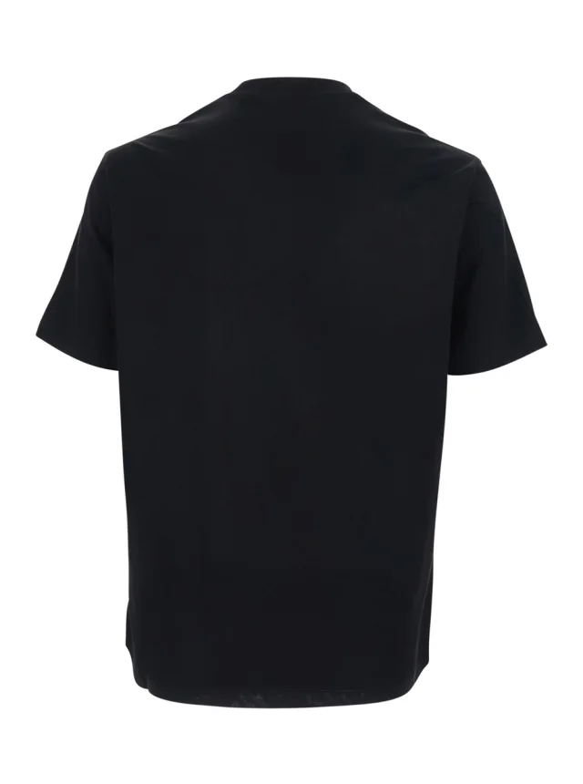 Emporio armani Black Crew neck T-shirt with tone-on-tone logo on the front in cotton for men in Black 100% Cotton, photo 3 of 6 from Gaudenzi Boutique