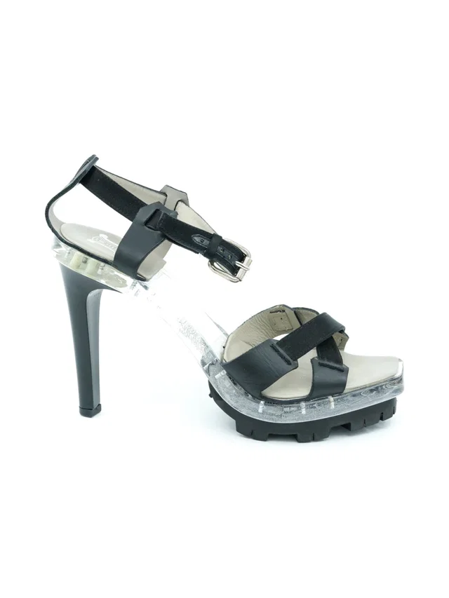 Celine Lucite Satin Strap Heels, 7 in Satin from Arcade Vintage