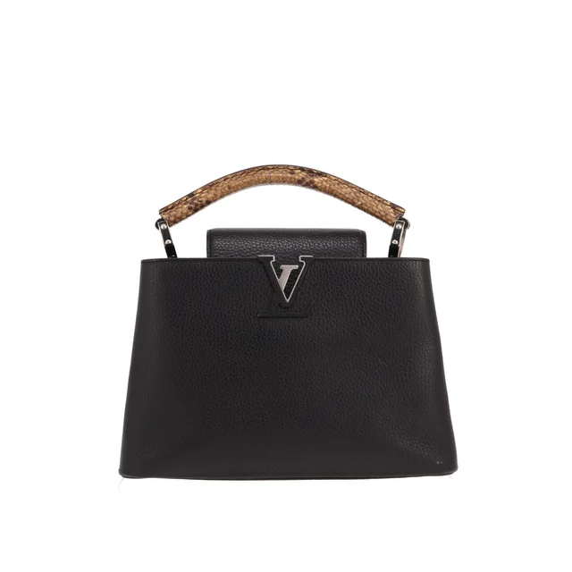 Louis Vuitton Capucine MM handbag in Noir Clémence calfskin and beige python in Black Clemence leather from Collector Square, photo 2 of 3