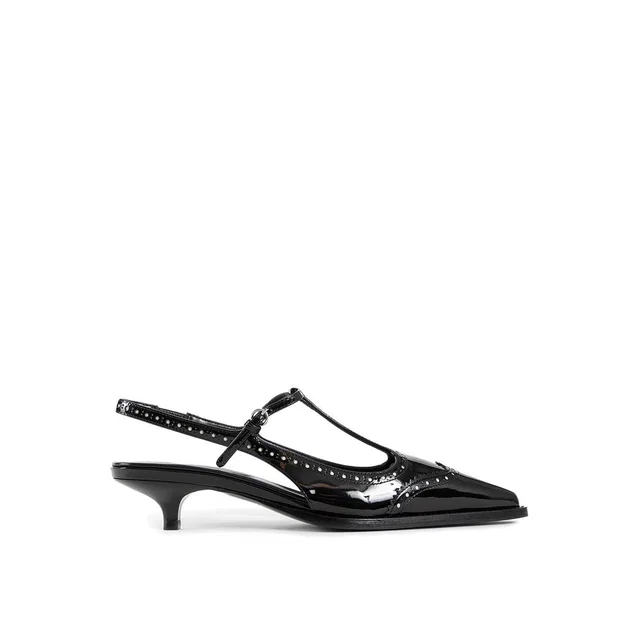 Miu Miu Black Calfskin Mid Heel Pumps in Black Calfskin from HEWI