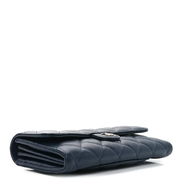 Chanel Caviar Quilted Large Gusset Flap Wallet Navy in Navy Caviar leather from FASHIONPHILE, photo 4 of 8