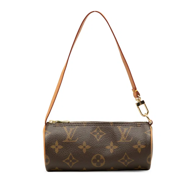 Brown Louis Vuitton Monogram Papillon Pochette Handbag in Brown Coated canvas from Designer Revival