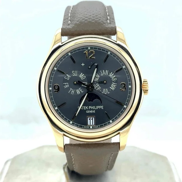 Patek Philippe Complications Grey Dial Mens Watch 5146J-010 in gold|yellow|gray Leather from Jomashop.com