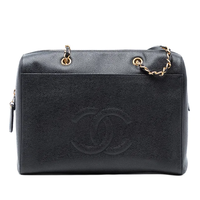 Black Chanel CC Caviar Shoulder Bag in Black Caviar leather from Designer Revival