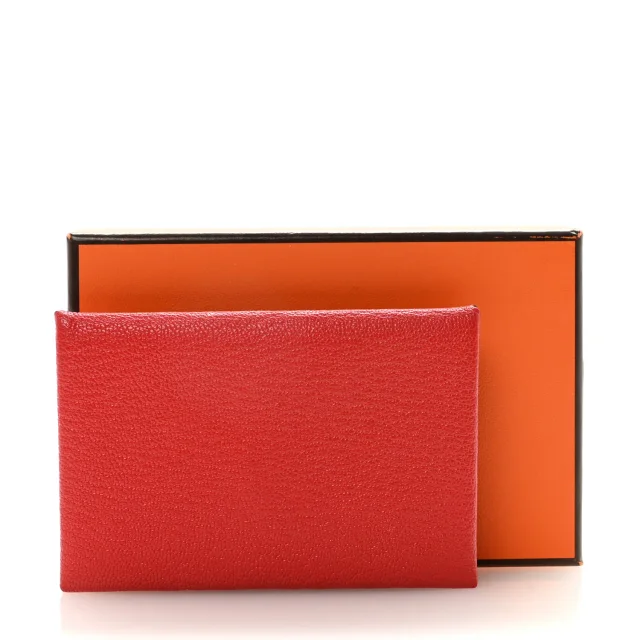 Hermès Chevre Mysore Calvi Card Case Rouge Tomate in Red Goatskin from FASHIONPHILE, photo 7 of 7
