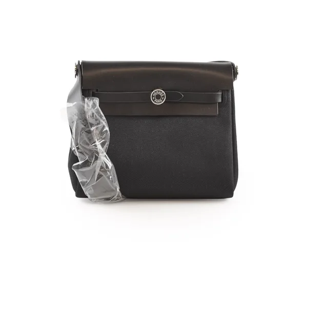 Hermès Mini Herbag Black 20 Laque K Stamp in Black Canvas from The Purse Affair