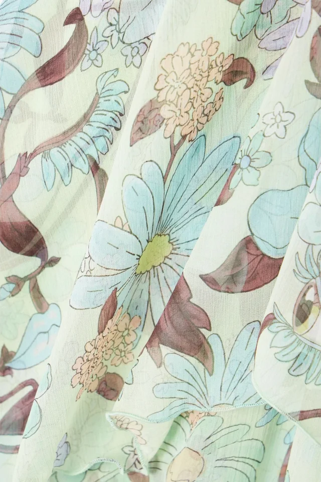 Stella McCartney Ruffled Floral-Print Silk-Chiffon Mini Dress in Mint, photo 4 of 4 from THE OUTNET