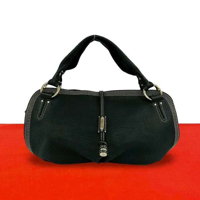Celine Bitter Sweet Triomphe Logo Leather Mini Boston Bag Black in Black Leather from The Reluxe