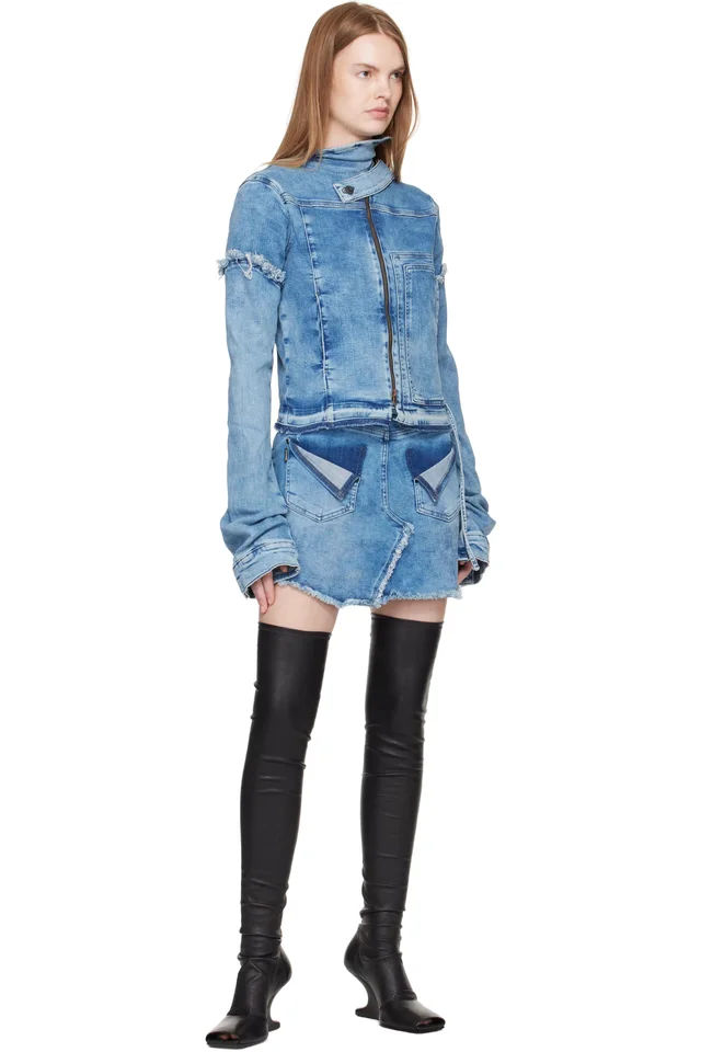 Ottolinger Blue Reversed Denim Miniskirt, photo 4 of 4 from SSENSE