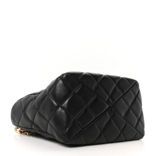 Chanel Quilted Small Top Handle Shopping Bag Black in Black Lambskin from FASHIONPHILE, photo 4 of 9