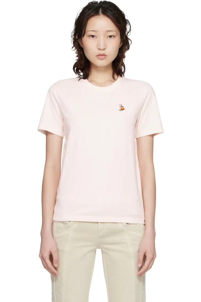 Maison Kitsuné Pink Dreaming Fox Regular T-shirt, image 1 of 1 from SSENSE