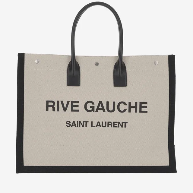 Saint Laurent Rive Gauche Tote Bag — Beige Cotton in Beige Canvas from HEWI