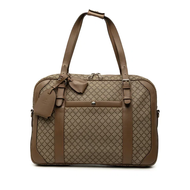 Beige Gucci Diamante Coated Canvas Business Bag in Beige Coated canvas from Designer Revival