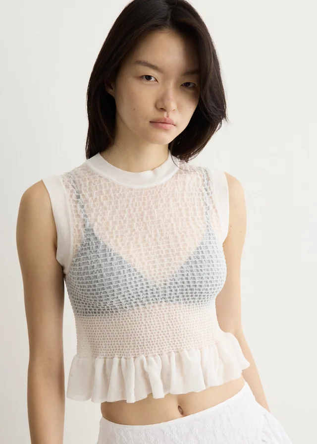 Cecilie Bahnsen Celia Vest Sheer Summer Knit in White from Incu, photo 1 of 1