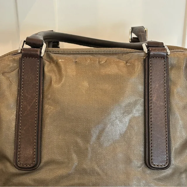 Tod's Olive Green Canvas Messenger With Brown Leather Trim in green|brown|red Canvas from Poshmark, photo 5 of 11