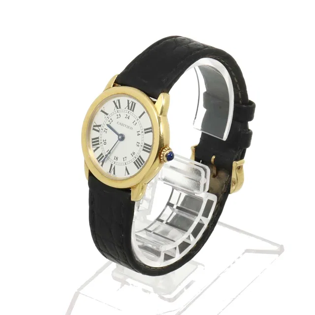 Cartier Ronde Solo SM W6700355 Ladies' Watch, Silver, 18K Yellow Gold, Quartz Watch, Ronde Solo in Yellow Crocodile from Luxury Promise