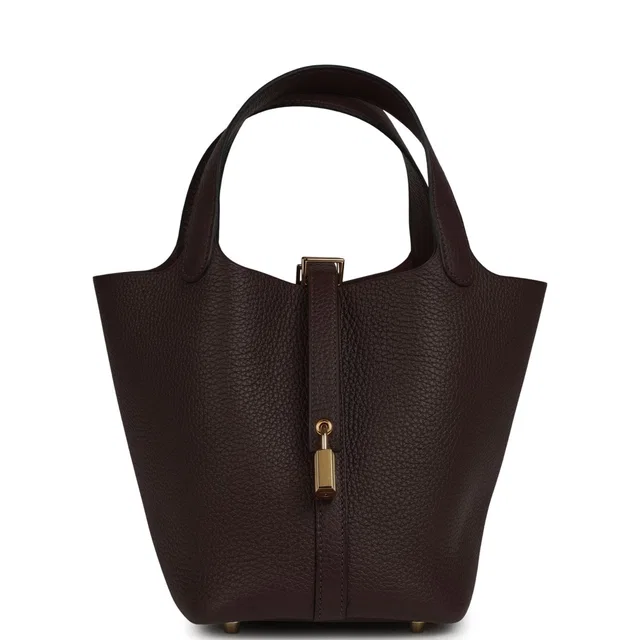 Hermès Picotin Lock 18 Rouge Sellier Clemence Gold Hardware in Red Clemence leather from Madison Avenue Couture