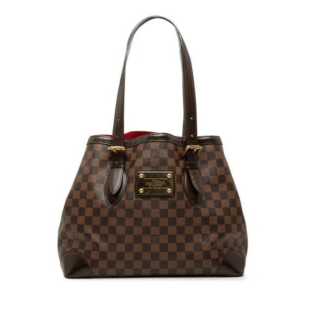 Brown Louis Vuitton Damier Ebene Hampstead MM Tote Bag in Brown Canvas from Designer Revival