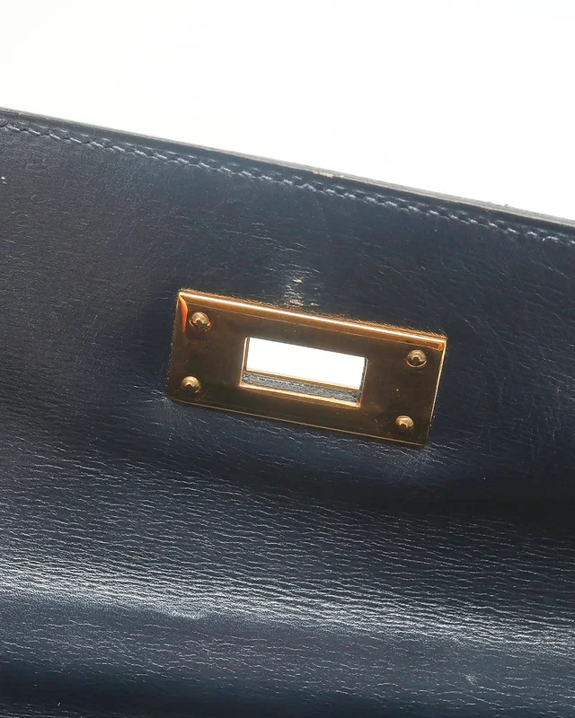 Hermès Kelly Sellier 28 Bleu Marine Box Toile Canvas Bag in Navy Canvas from A Retro Tale, photo 12 of 15