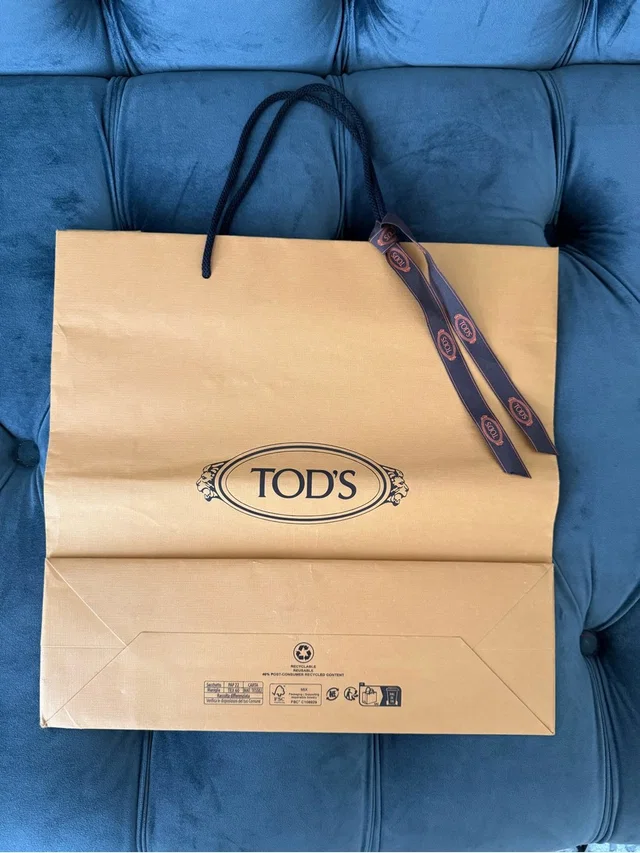 Large Tod's Tan Shopping Bag With Brown Ribbon Size 16x17 in orange|brown|red from Poshmark